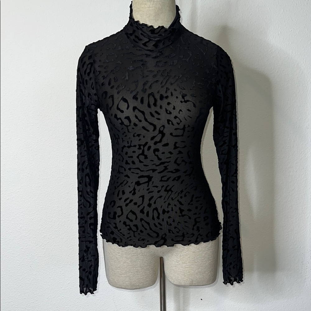 Out From Under Cheetah Burnout Mock Turtleneck
